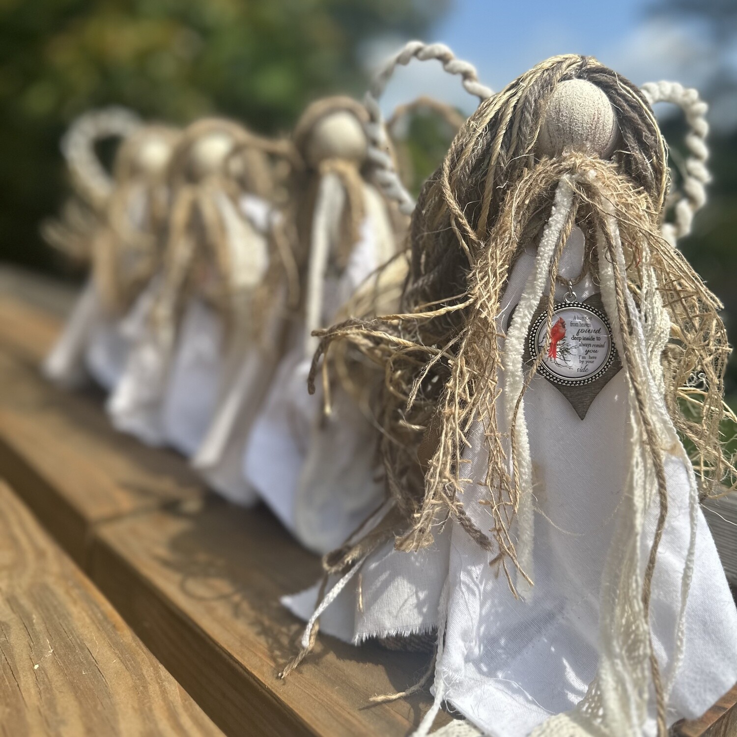 Custom Memorial Angel (with stained heart and cardinal charm)