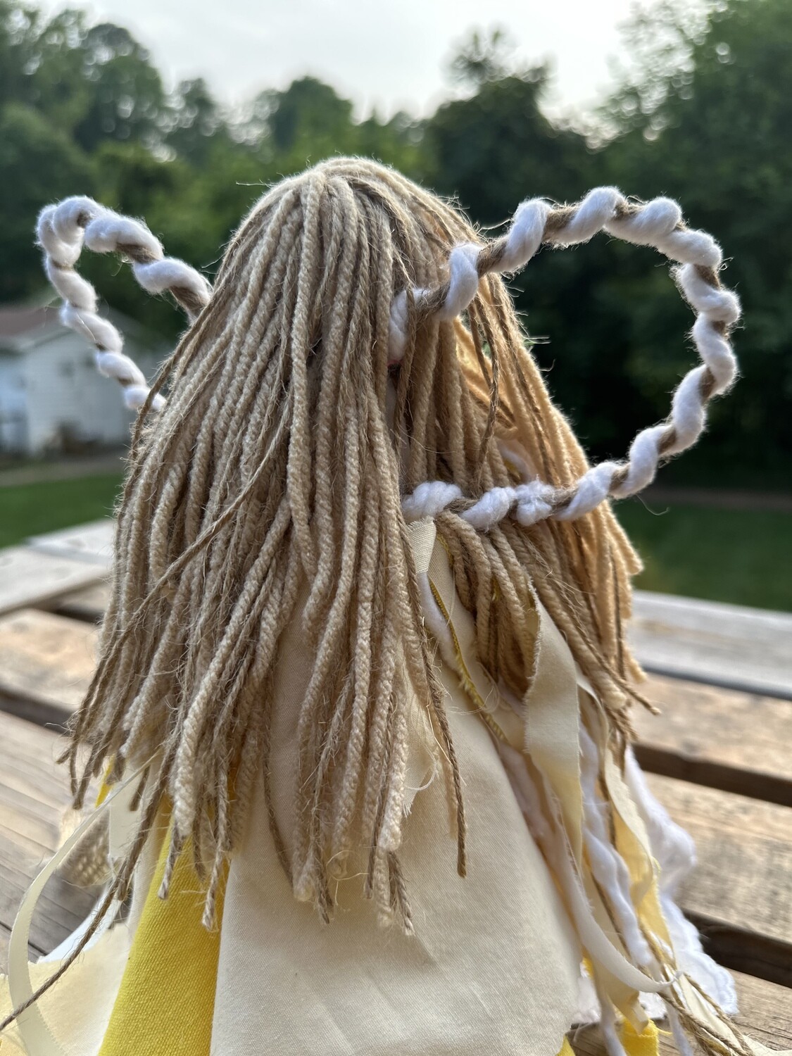 Rustic Sunflower Angel (cone & fabric)
