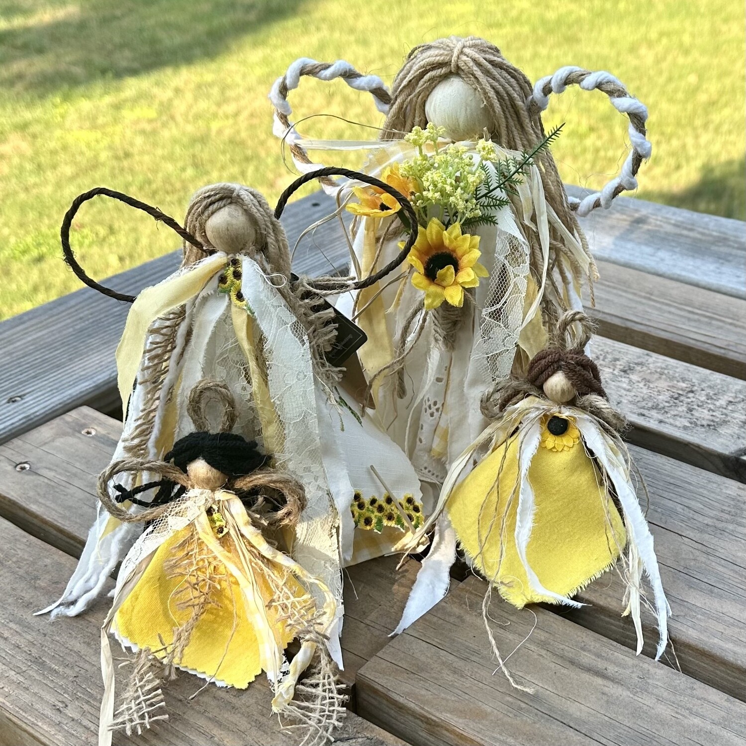Rustic Sunflower Victorian Rag Angels