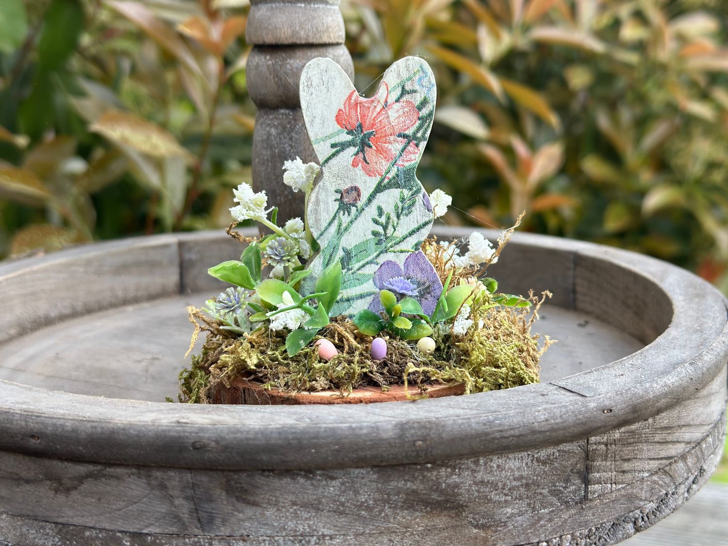 Decoupage Wooden Bunny with Florals