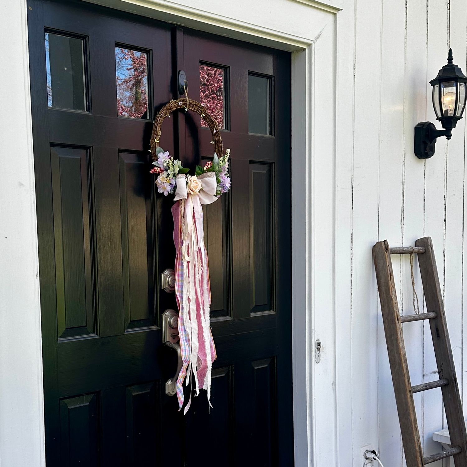Grapevine, Floral, Ribbon Spring Wreath