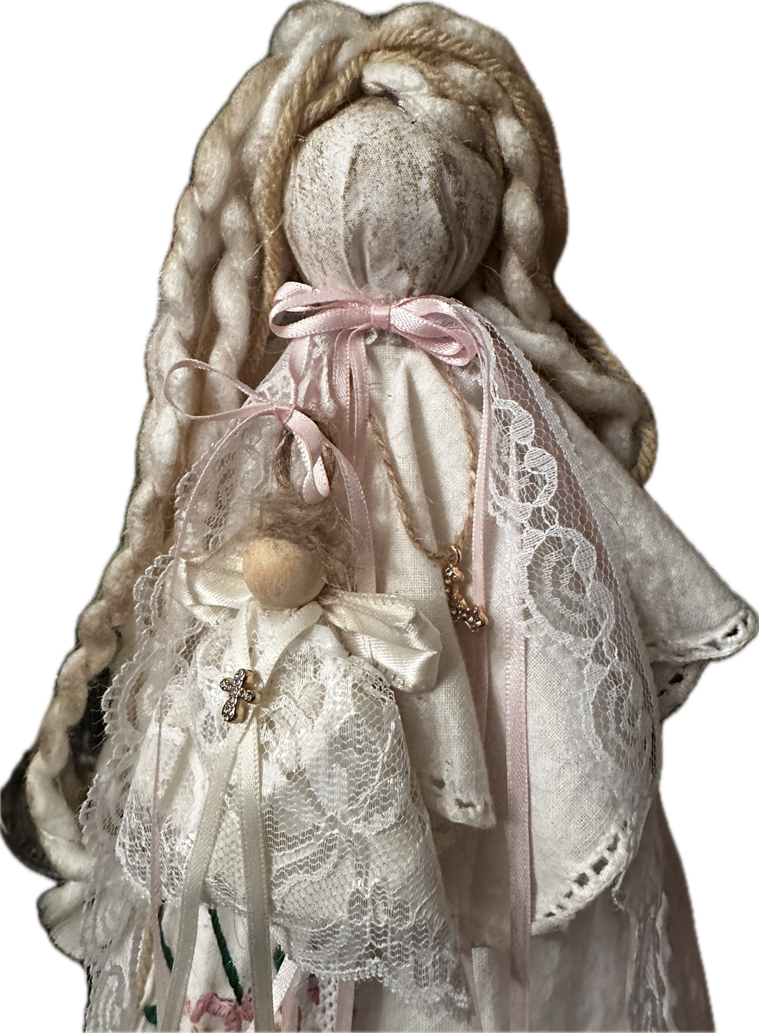 Pink and White Vintage/Antique Rag Angel