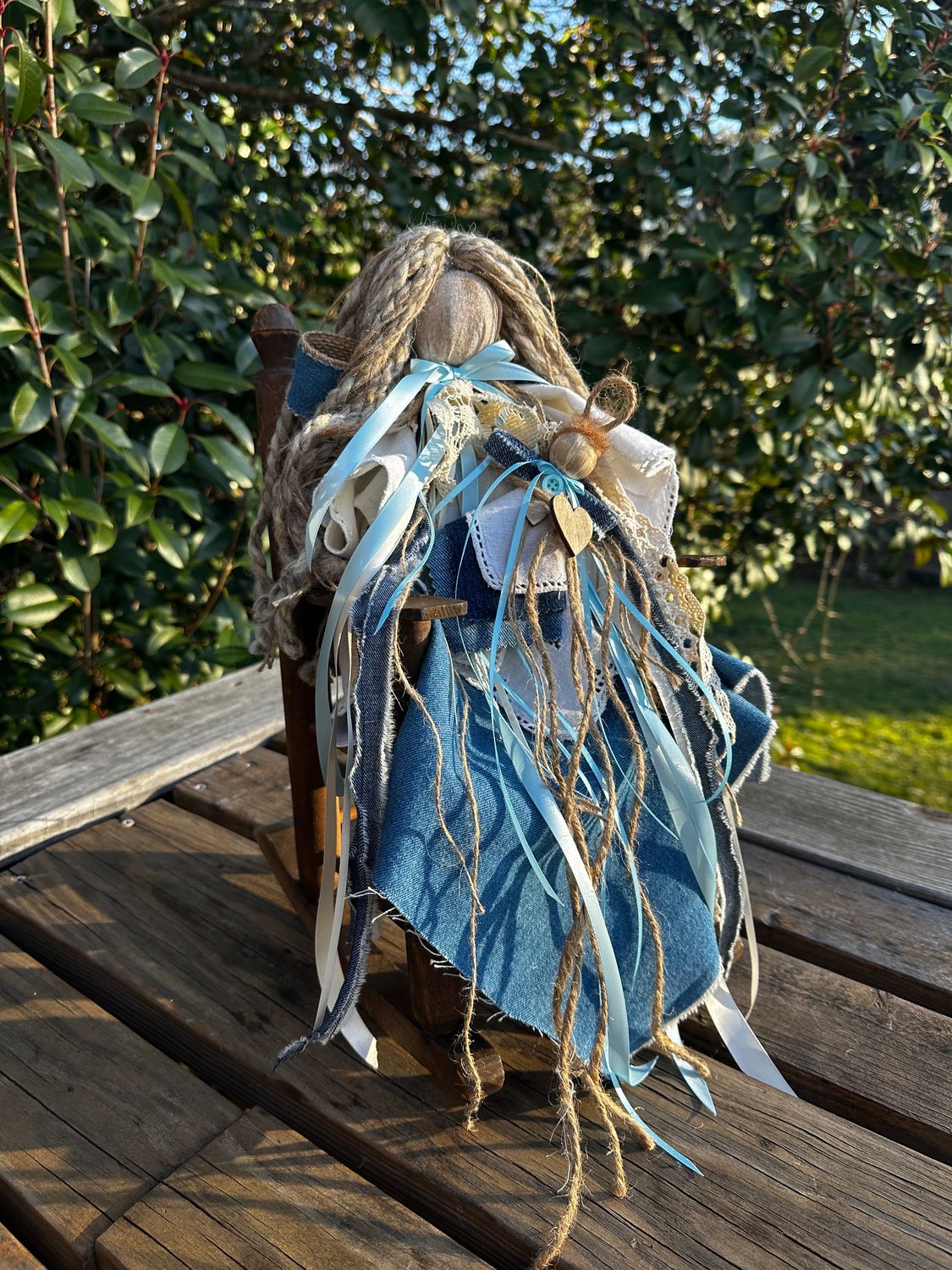 Denim/Antique Rag Angel with Baby