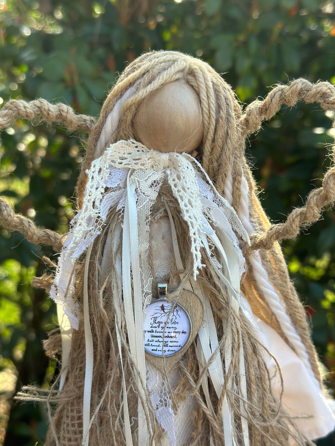 Rustic Memorial Angel with Burlap, Cardinal Charm