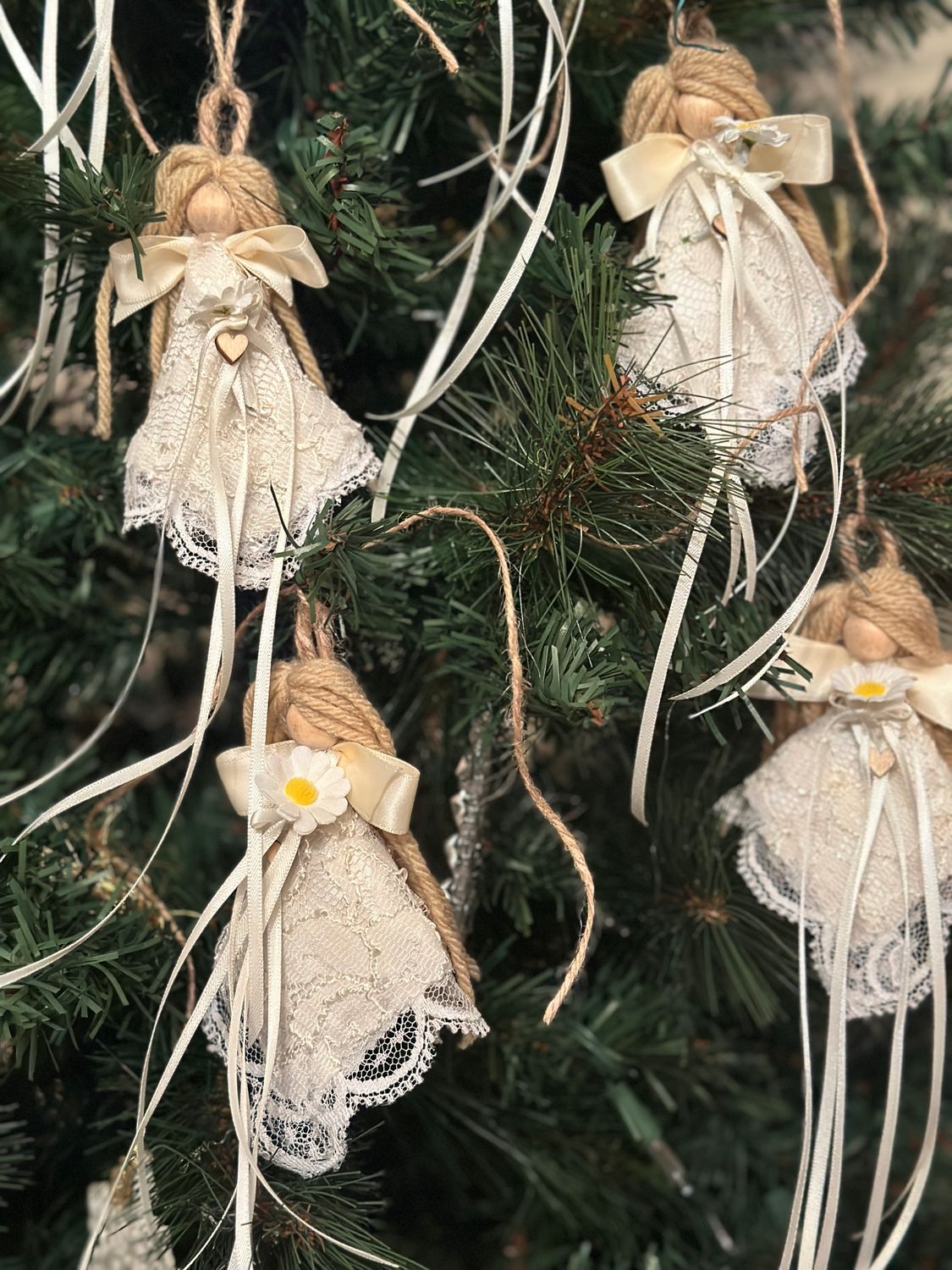 Angel Ornaments made from Vintage Wedding Dress