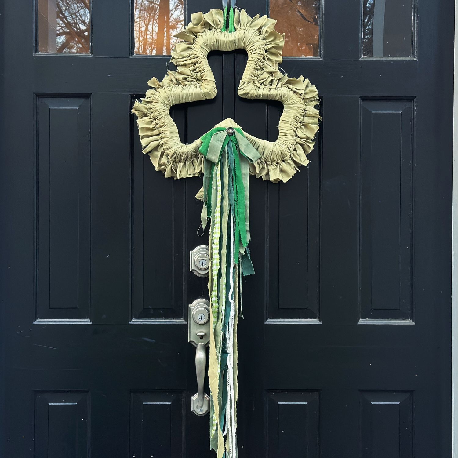 Rustic Shamrock Fabric/Rag Wreath