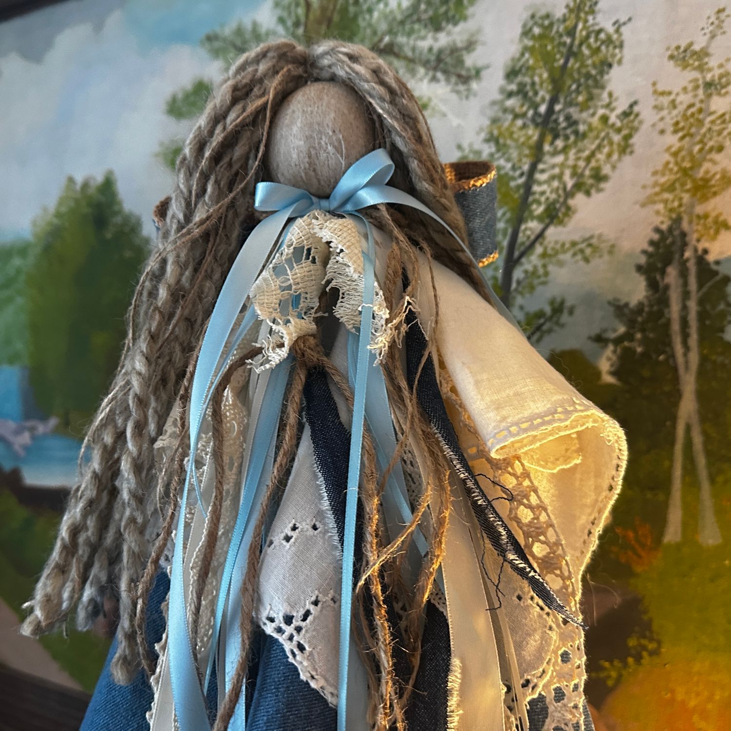 Denim/Antique Linen Victorian Rag Angel