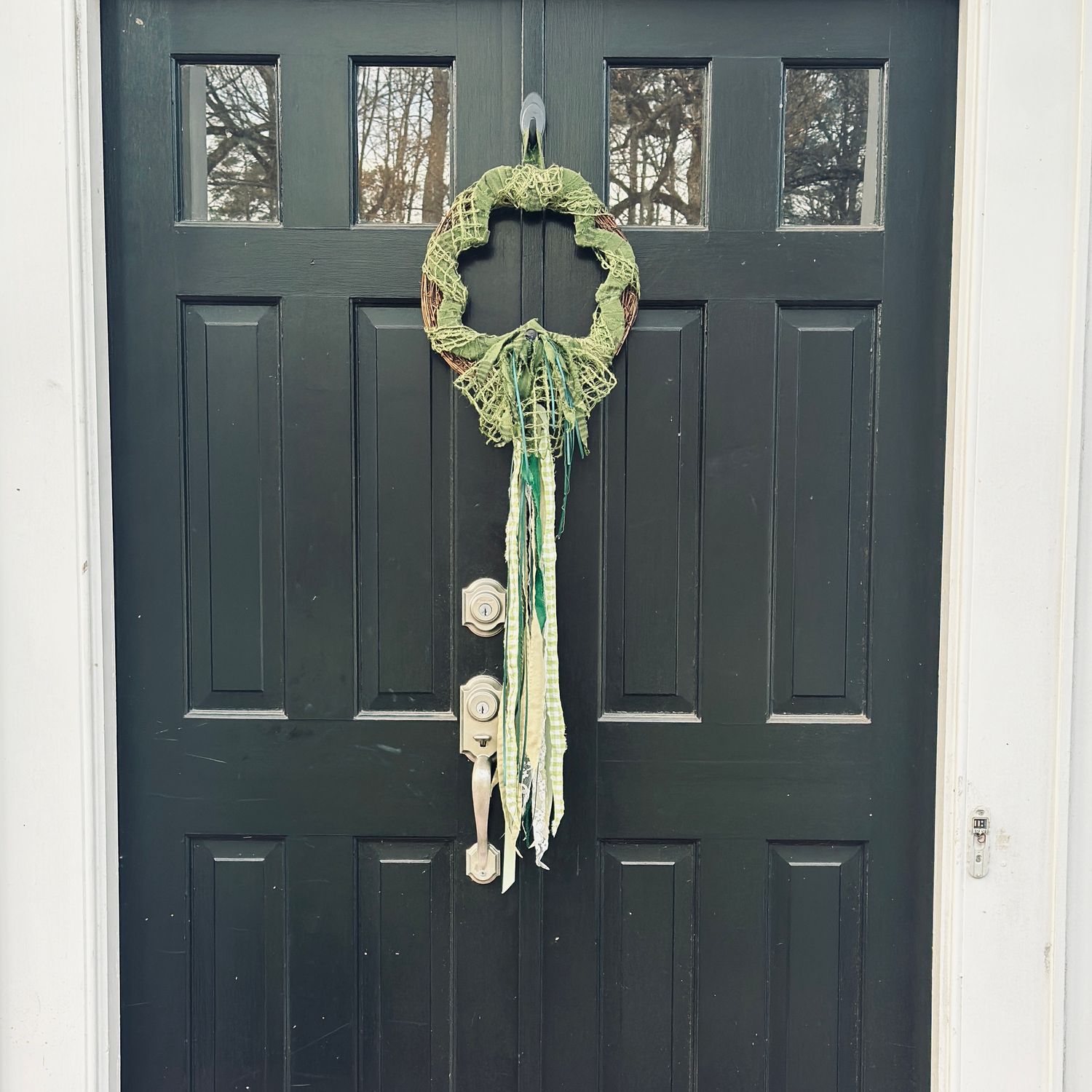 Shamrock, Grapevine, and Fabric Wreath/Hanger