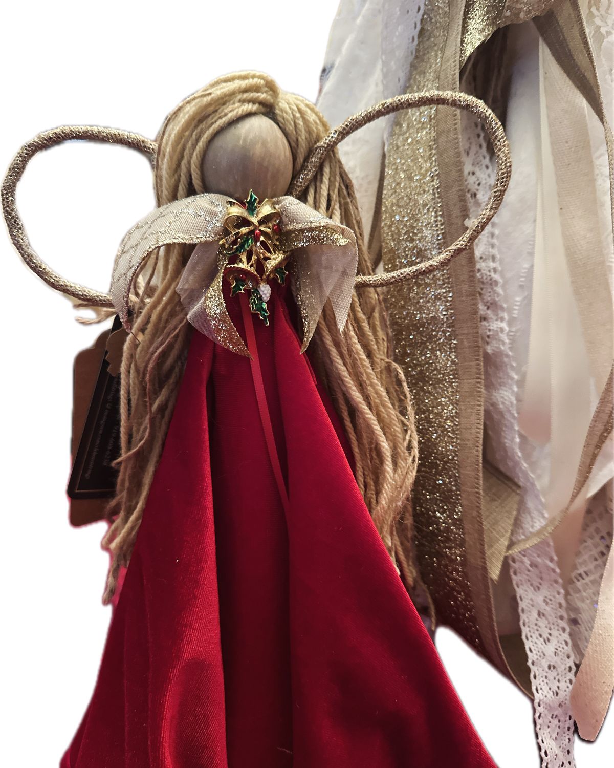 Heartstrings Red Velvet Angel Christmas Tree Topper (large)