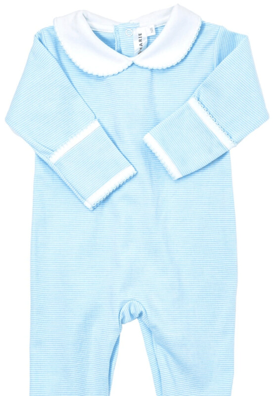 Baby Jack Footie in Blue Mini Stripe