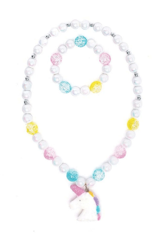 White Unicorn Necklace and Bracelet Set