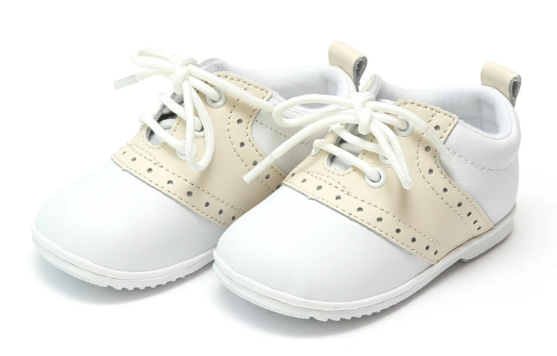 Austin Beige Leather Saddle Oxford Shoe (Baby)