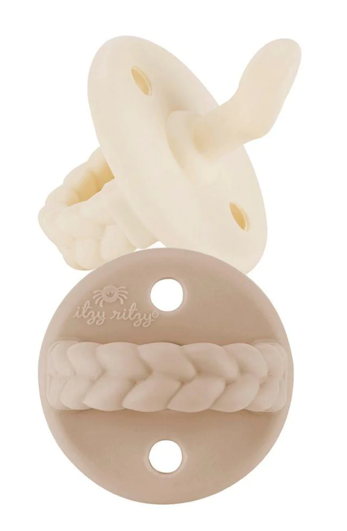 Sweetie Soother Orthodontic Pacifier Set- Toast and Buttercream