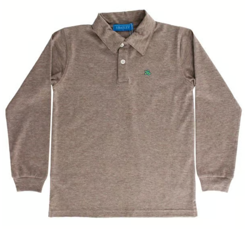 Long Sleeve Polo in Bark