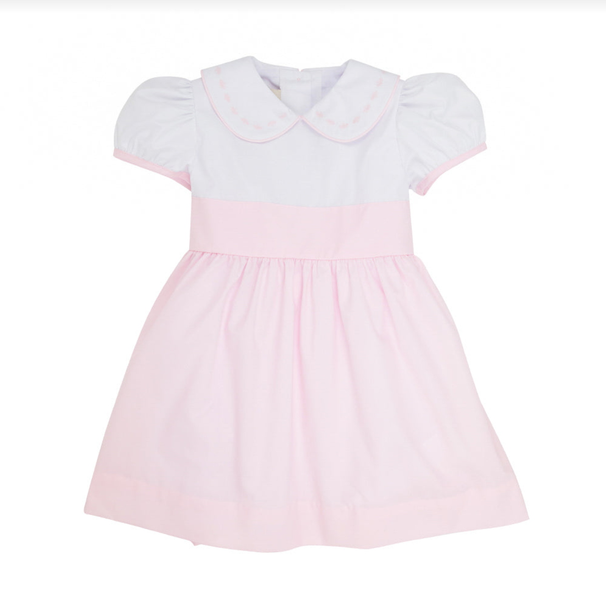 Cindy Lou Sash Dress Broadcloth in Worth Avenue White and Palm Beach Pink