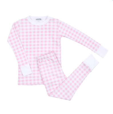 Baby Checks Toddler Long Pajamas- Pink