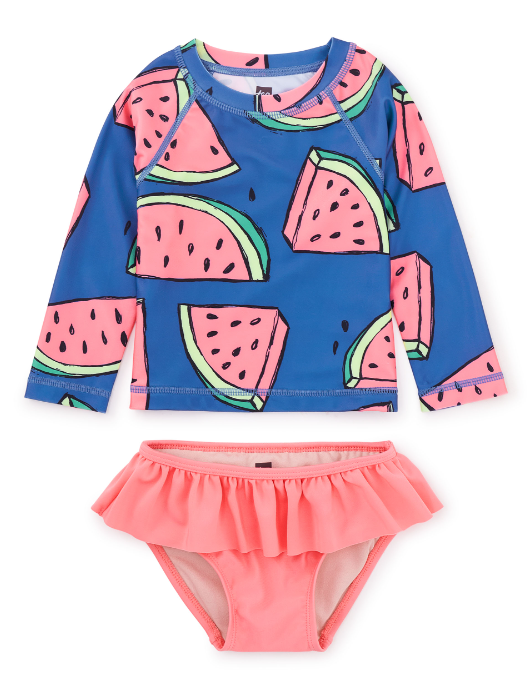 Watermelon Rash Guard Baby Swimsuit, Size: 3-6M