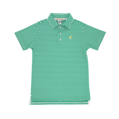 Prim and Proper Polo Kiawah Kelly Green Stripe/Bellport Butter Yellow