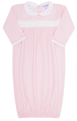 Pink Gingham Smocked Gown
