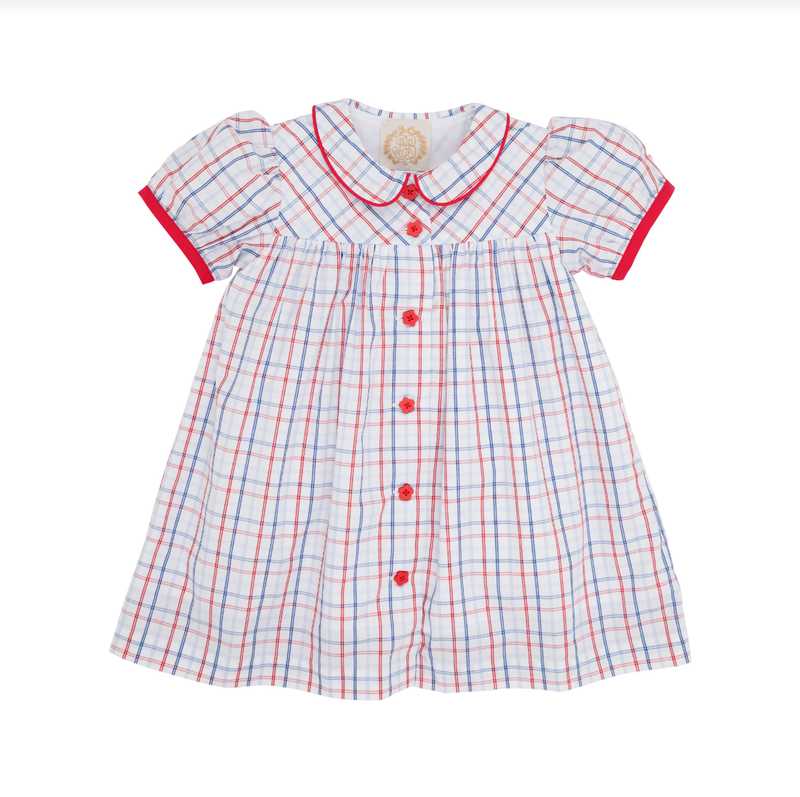 Tabitha's Teacher's Pet Dress in Whitehall Windowpane/Richmond Red