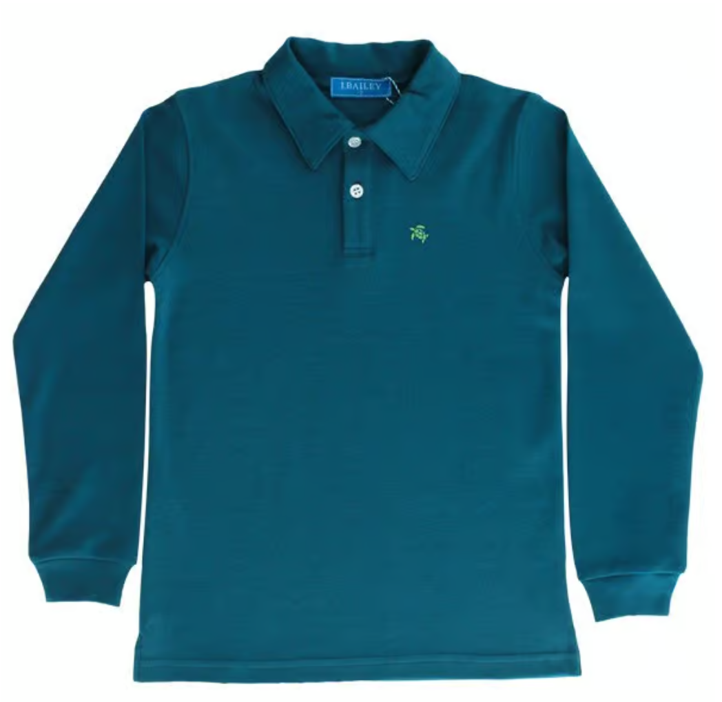 Teal Long Sleeve Polo