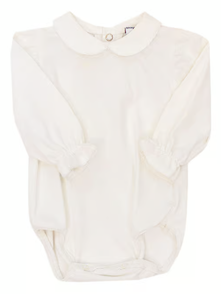 White Knit Girls Long Sleeve Onesie