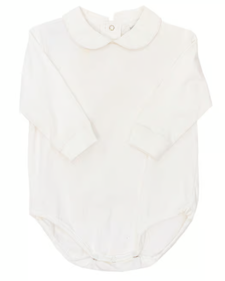 White Knit Boys Long Sleeve Onesie
