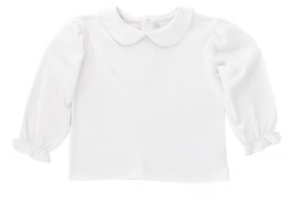 White Knit Girls Long Sleeve Button Back Shirt