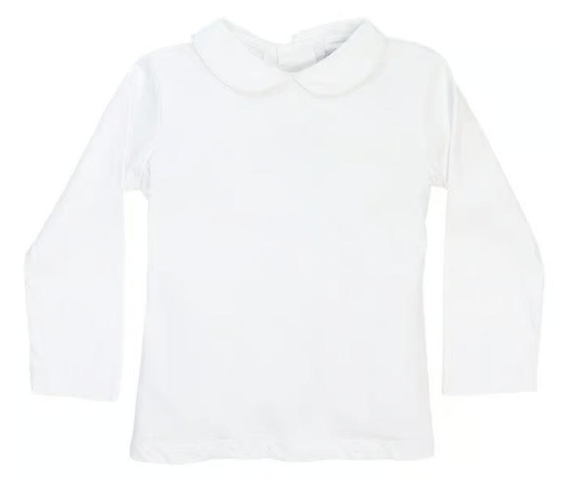 White Knit Unisex Long Sleeve Piped Shirt
