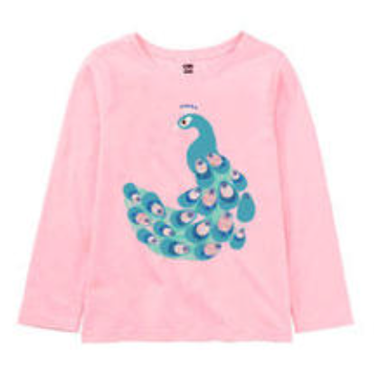Marbled Peacock Graphic Long Sleeve Tee