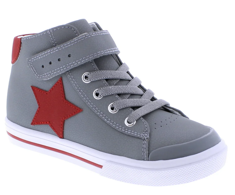 Riley Grey/Red Leather Rubber Sole Shoes