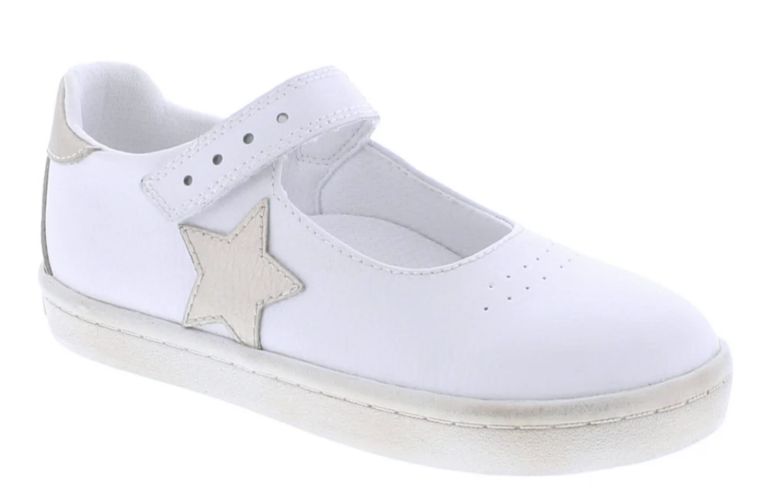 Stella White/Gold Leather Rubber Sole Shoes
