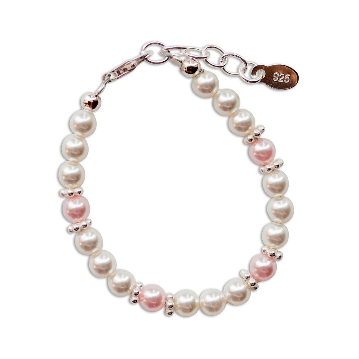 Addie Silver Bracelet with Pink & White Pearls