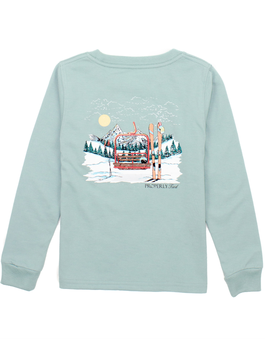 Ski Lift Long Sleeve T-shirt in Marine Mist