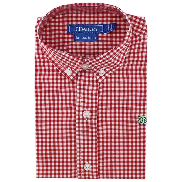 Red Button Down Check Button Down Shirt