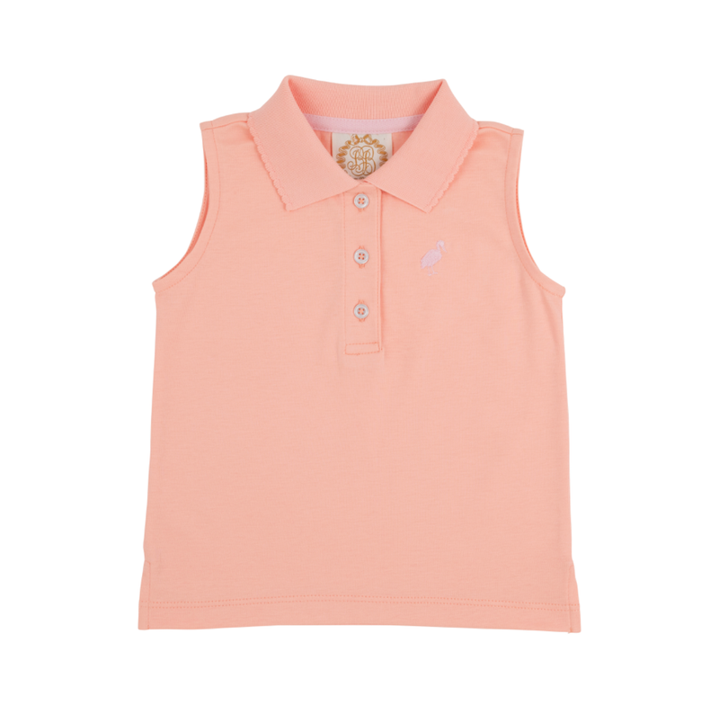 Sleeveless Anna Price Polo in Pompano Peach and Palm Beach Pink
