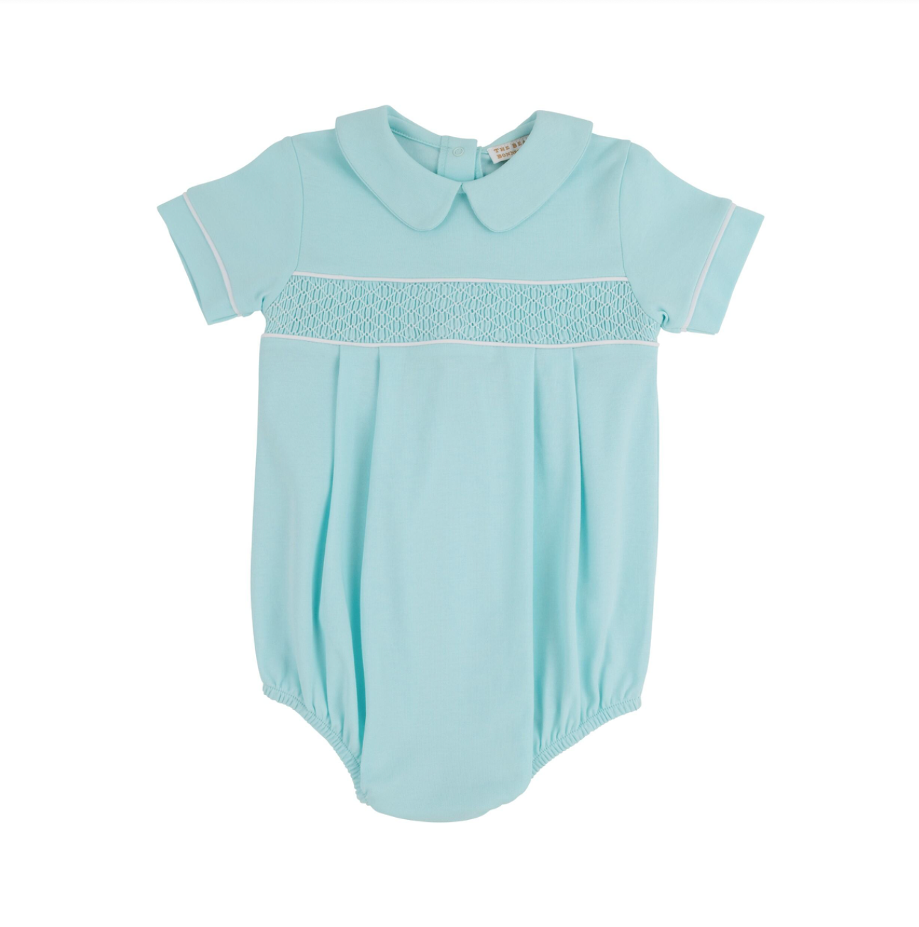 Smocked Bradford Bubble- Pima in Edisto Egg Blue and Worth Avenue White