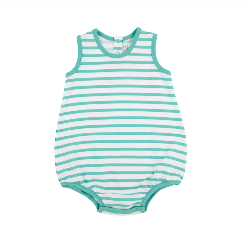 Patton Play Bubble- Pima in Turks Teal Stripe and Turks Teal