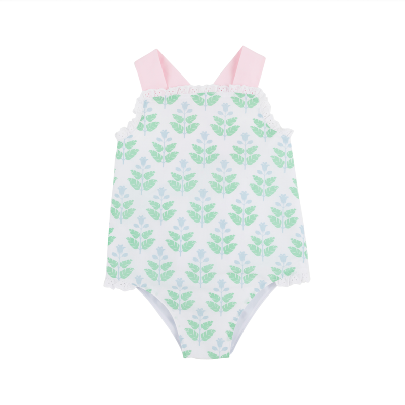 Sisi Sunsuit- Broadcloth in Hanover Hand Block, Palm Beach Pink, and Buckhead Blue
