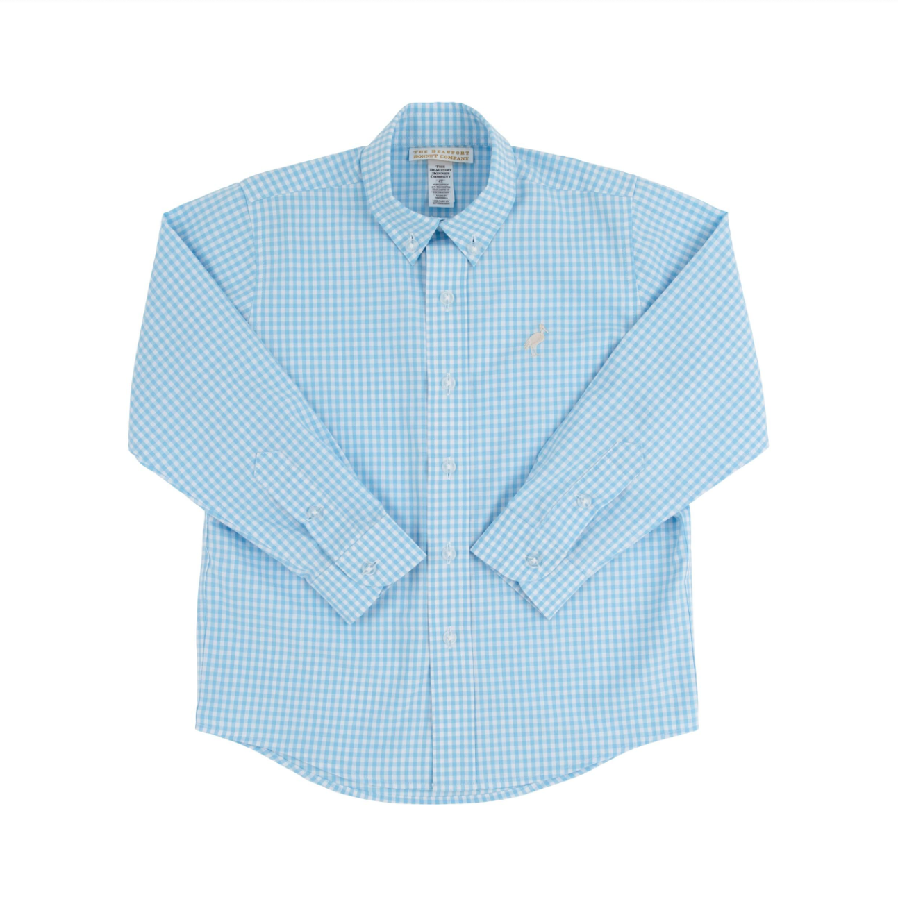 Dean's List Dress Shirt in Brookline Blue Mini Gingham and Keenland Khaki Stork