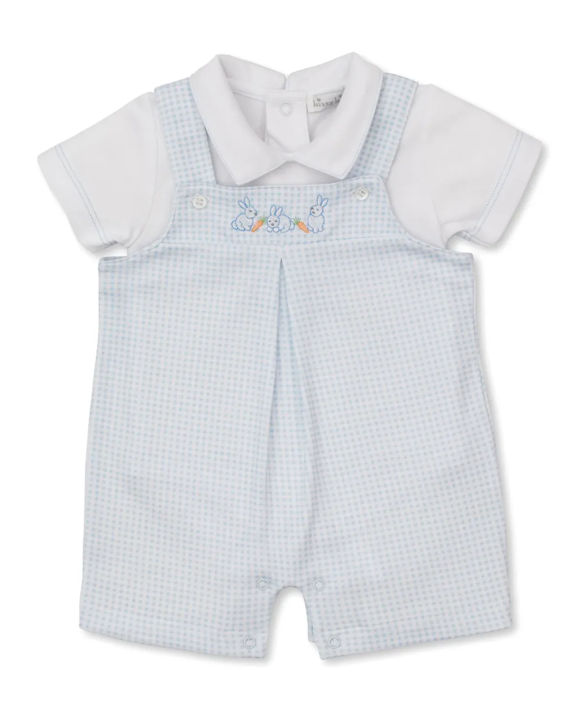 Baby Bunny Patch Blue Short Overall Set