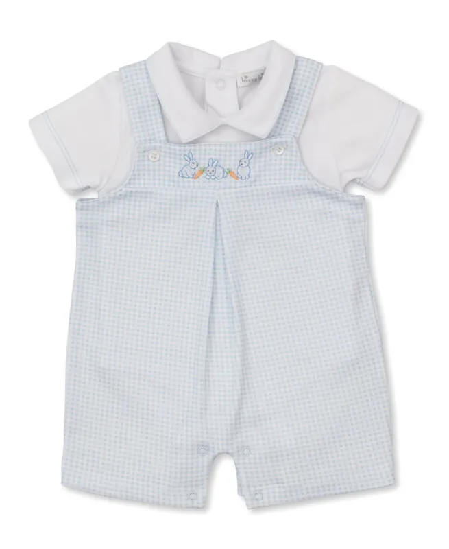 Baby Bunny Patch Blue Short Overall Set