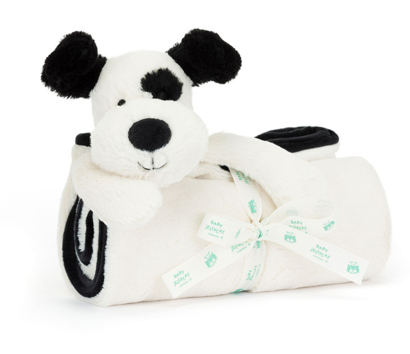 Bashful Black and Cream Puppy Blankie