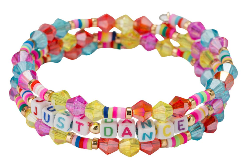Kids Multi Beaded Coil Wrap Bracelet with "Just Dance"