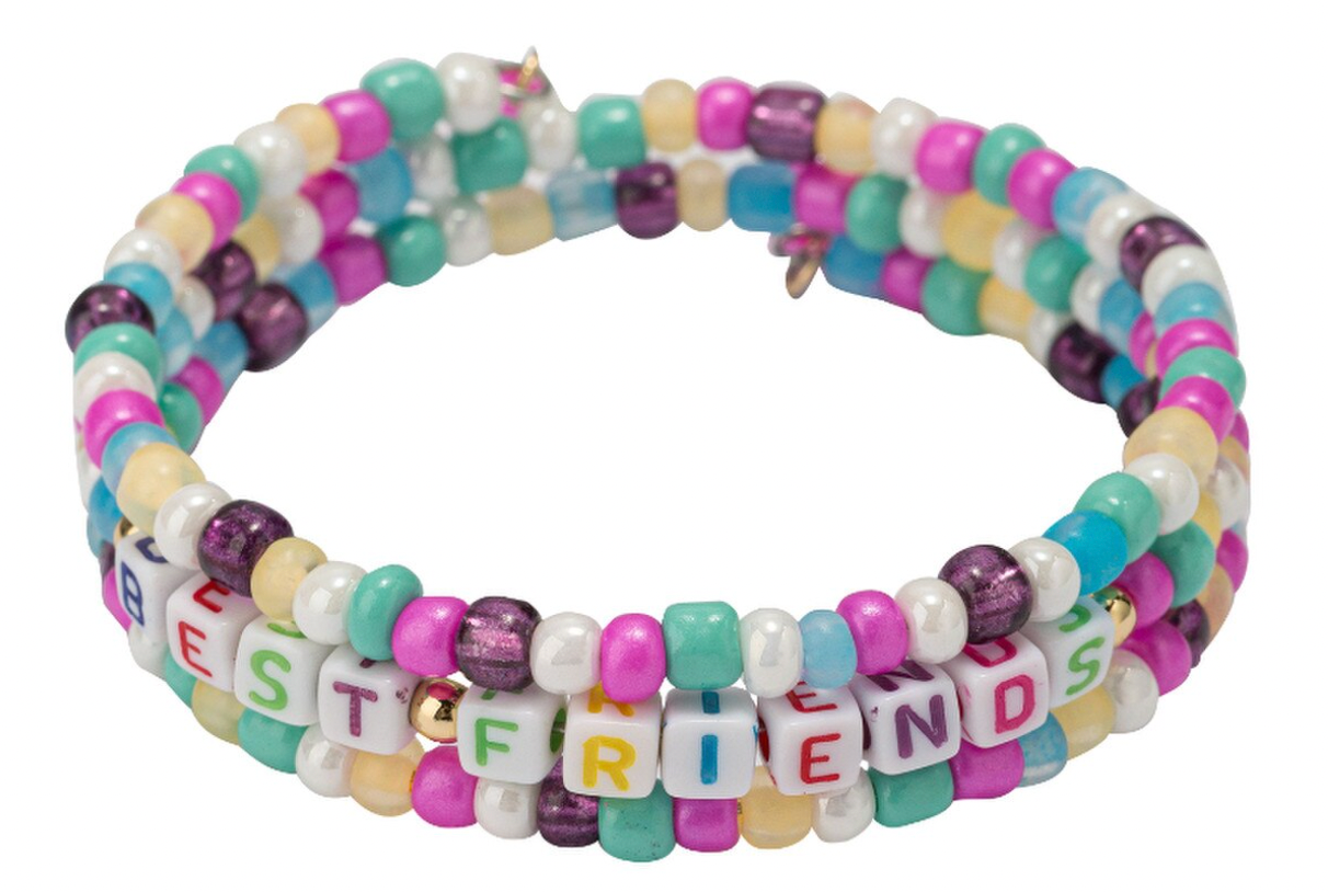 Kids Multi Beaded Coil Wrap Bracelet with "Best Friends"