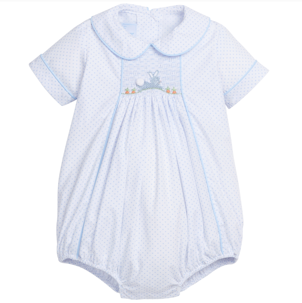 Chest Smocked Bubble- Blue Bunny