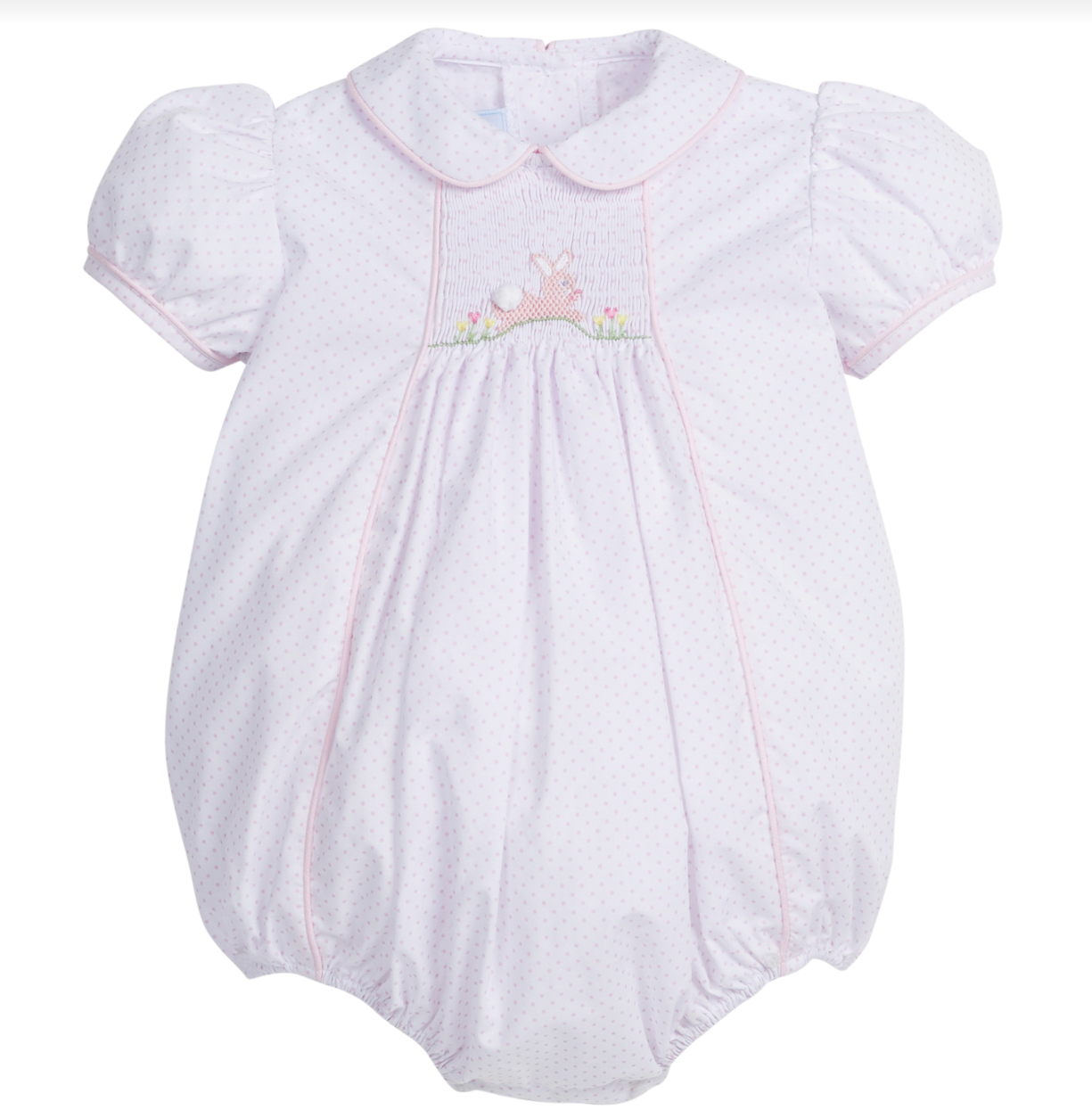 Chest Smocked Bubble- Pink Bunny