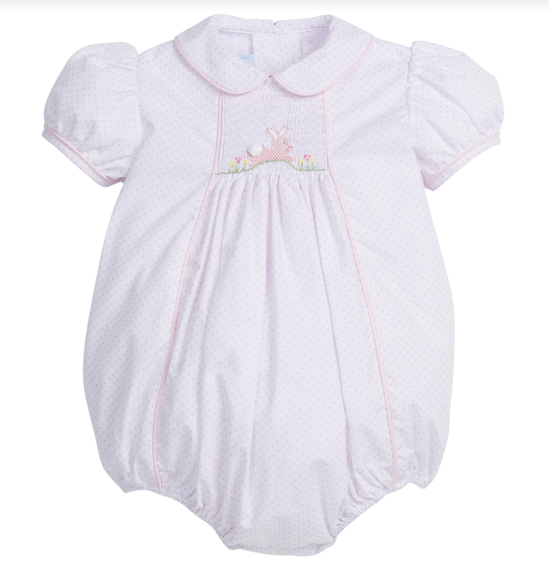 Chest Smocked Bubble- Pink Bunny