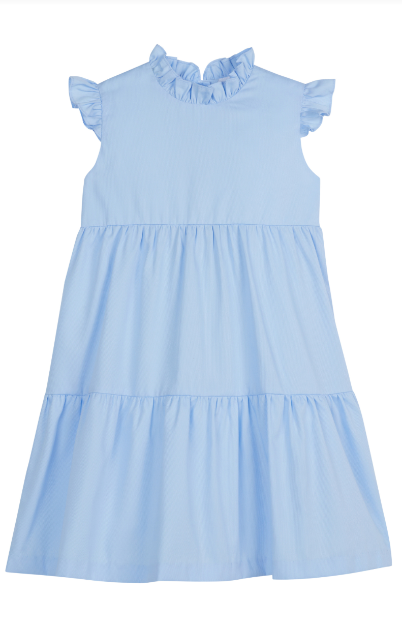 Tiered Charleston Dress- Light Blue Pique