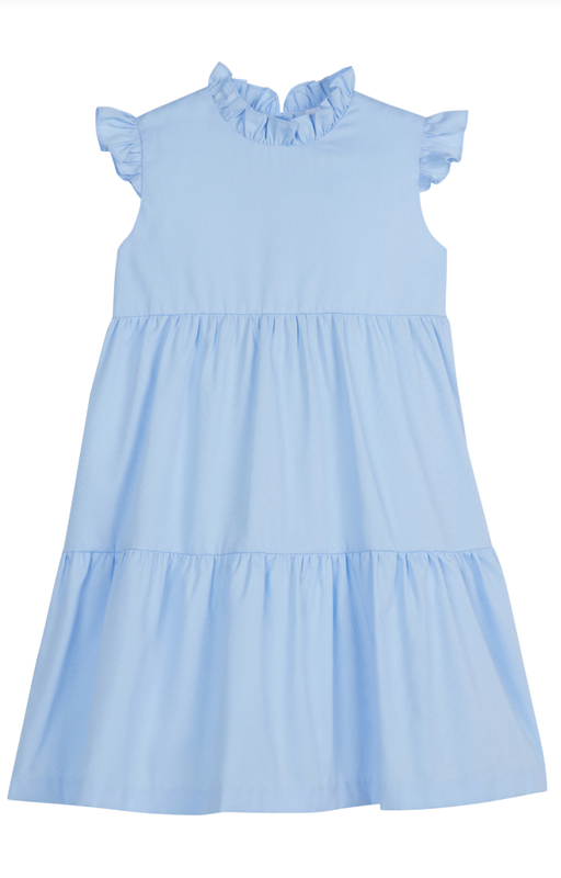 Tiered Charleston Dress- Light Blue Pique